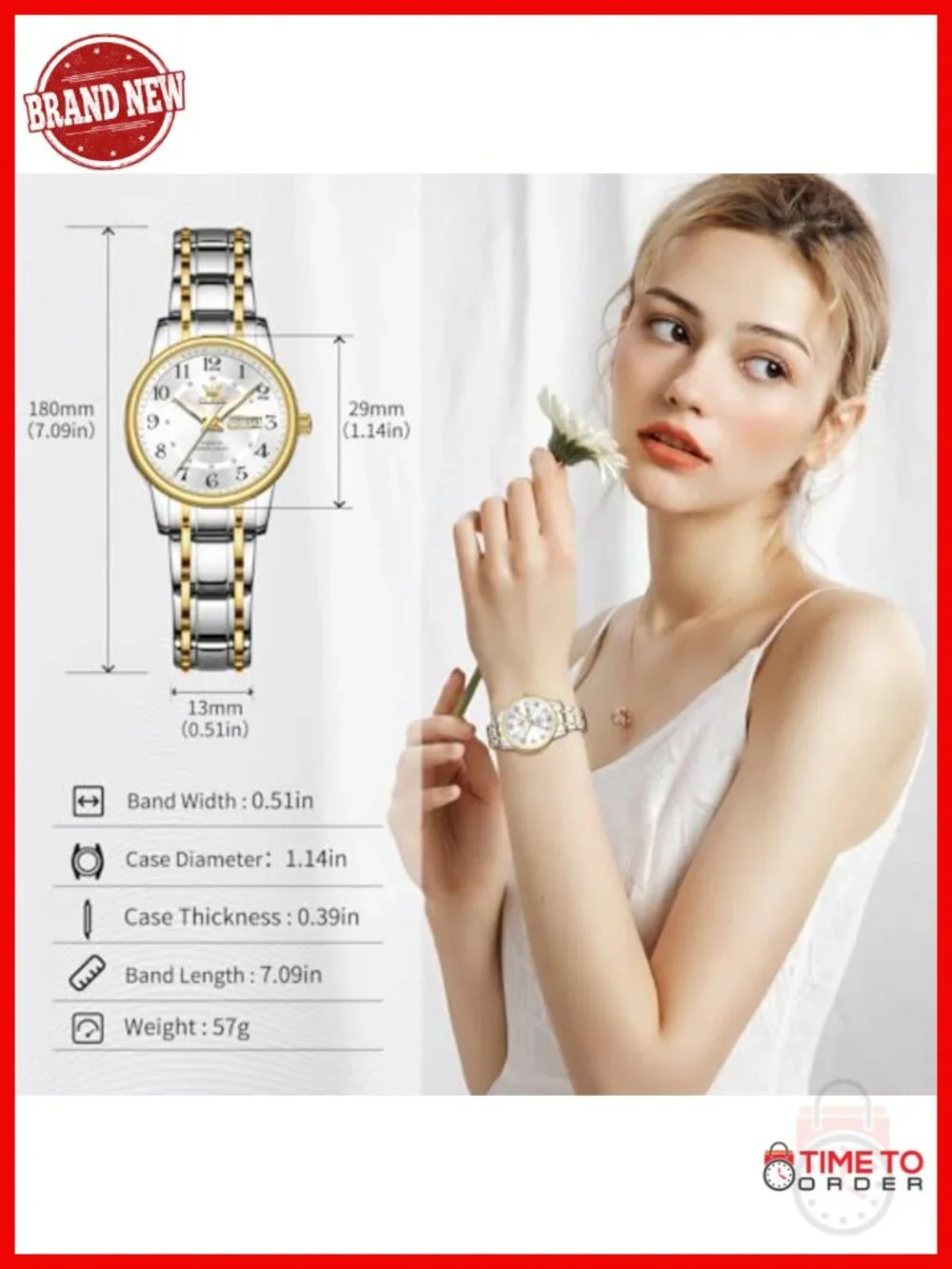 Two Tone Stainless Steel Wrist Watch with Date Quartz Movement